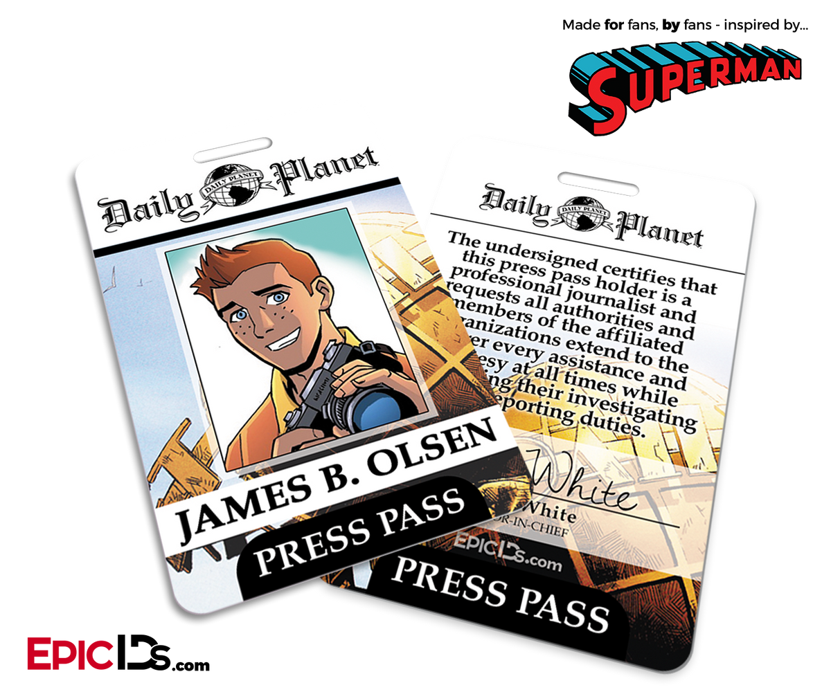 Superman classic ic daily planet press pass cosplay id badge