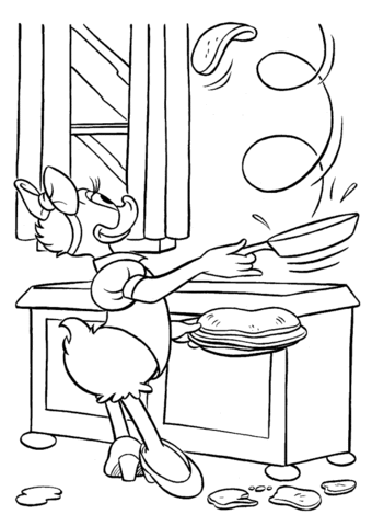 Daisy duck cooks pancakes coloring page from daisy duck category select from printable crafts oâ disney coloring pages coloring pages cool coloring pages