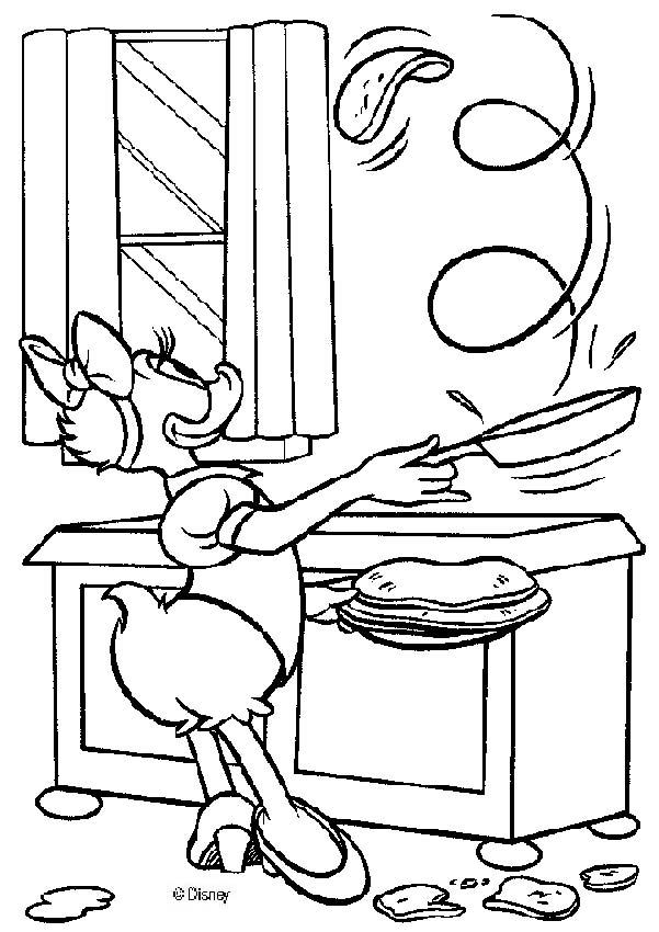 Daisy duck making pancakes coloring pages