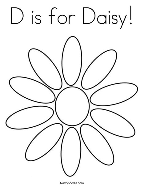D is for daisy coloring page