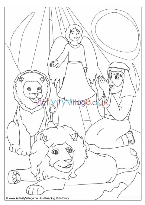Daniel in the lions den louring page