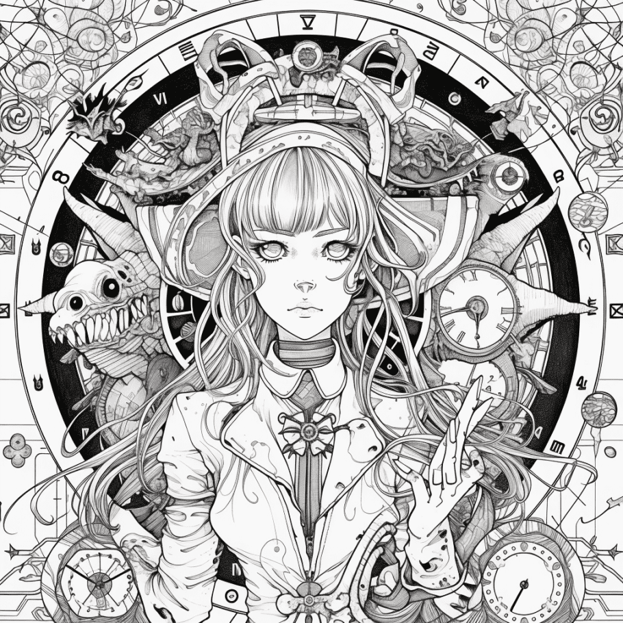 Adult printable coloring pages free creepy kawaii anime dark fantasy printable coloring book sheets