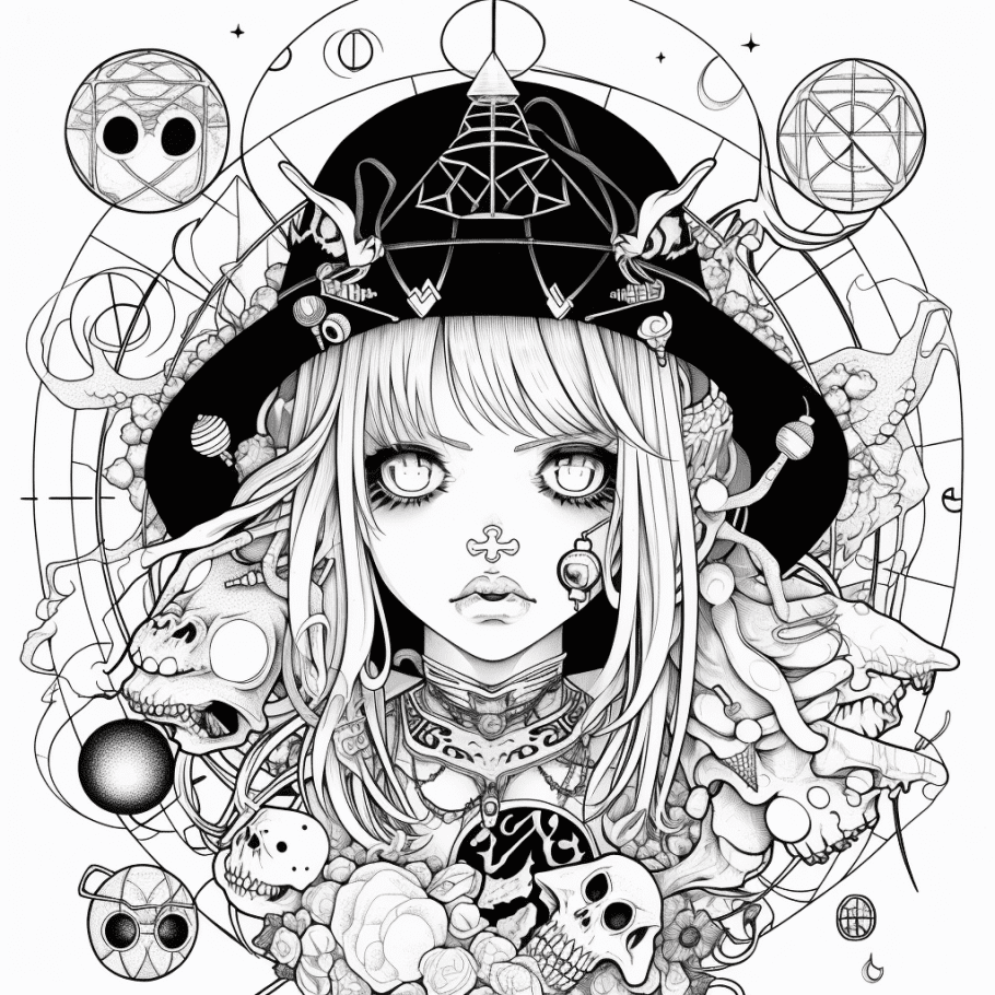 Adult printable coloring pages free creepy kawaii anime dark fantasy printable coloring book sheets