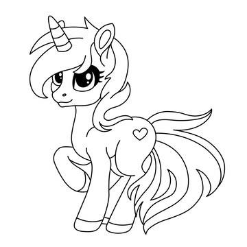 Premium vector beautiful pony coloring pages for children big eyes horse cartoon vector illustration cute unicorn