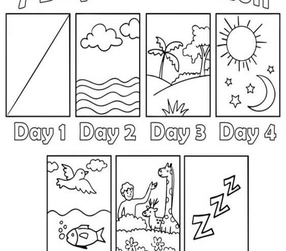 Free easy to print creation coloring pages