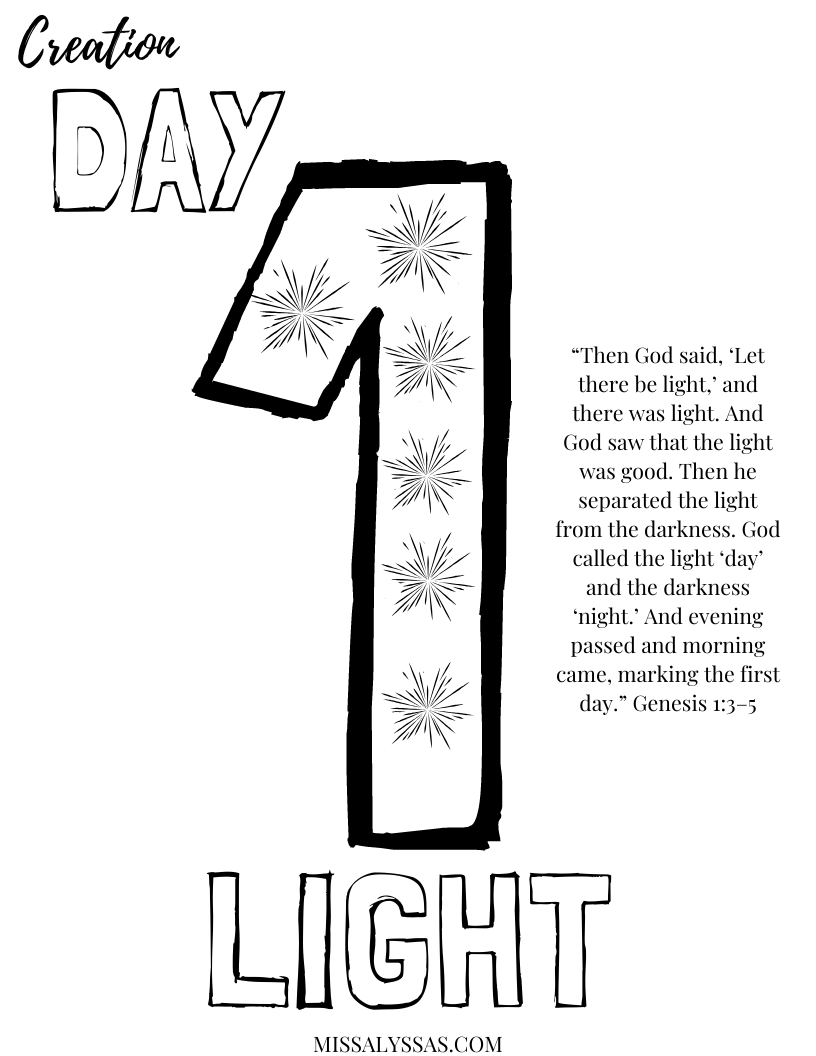 Creation day coloring page miss alyssas creation bible lessons kids bible study activities preschool bible lessons