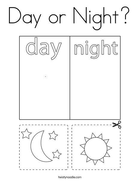 Day or night coloring page