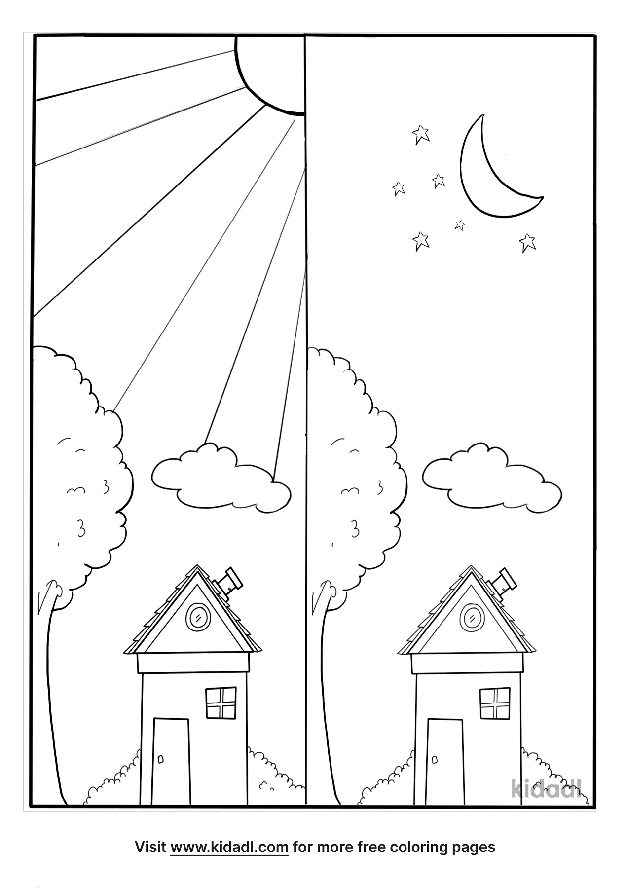 Free day and night coloring page coloring page printables