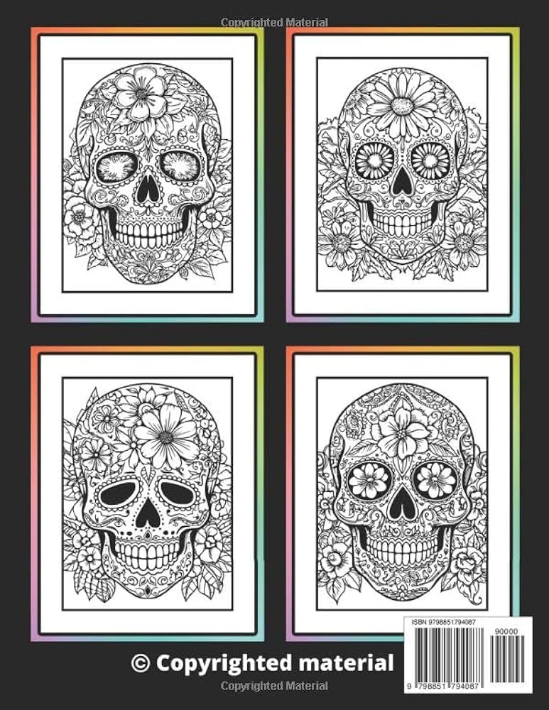 Day of the dead sugar skulls coloring book by m r f