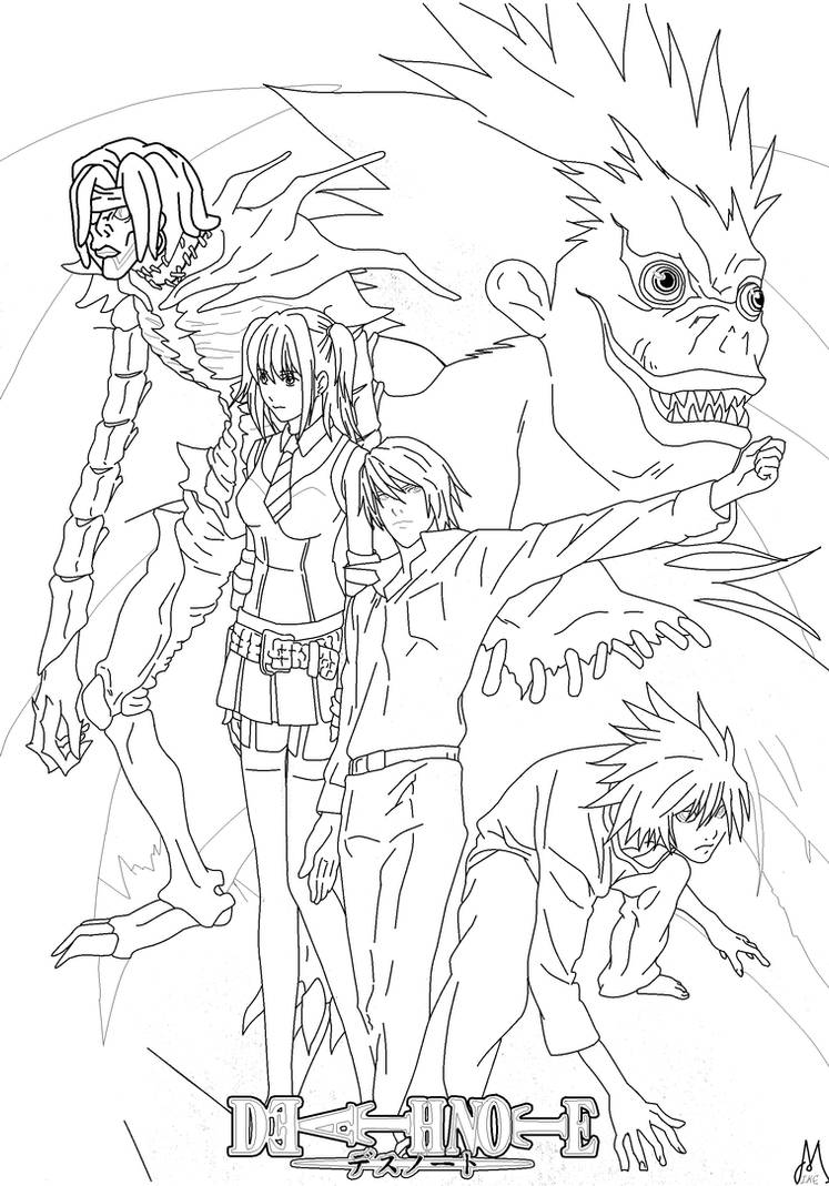 Deathnote coloring page final by boozhah on