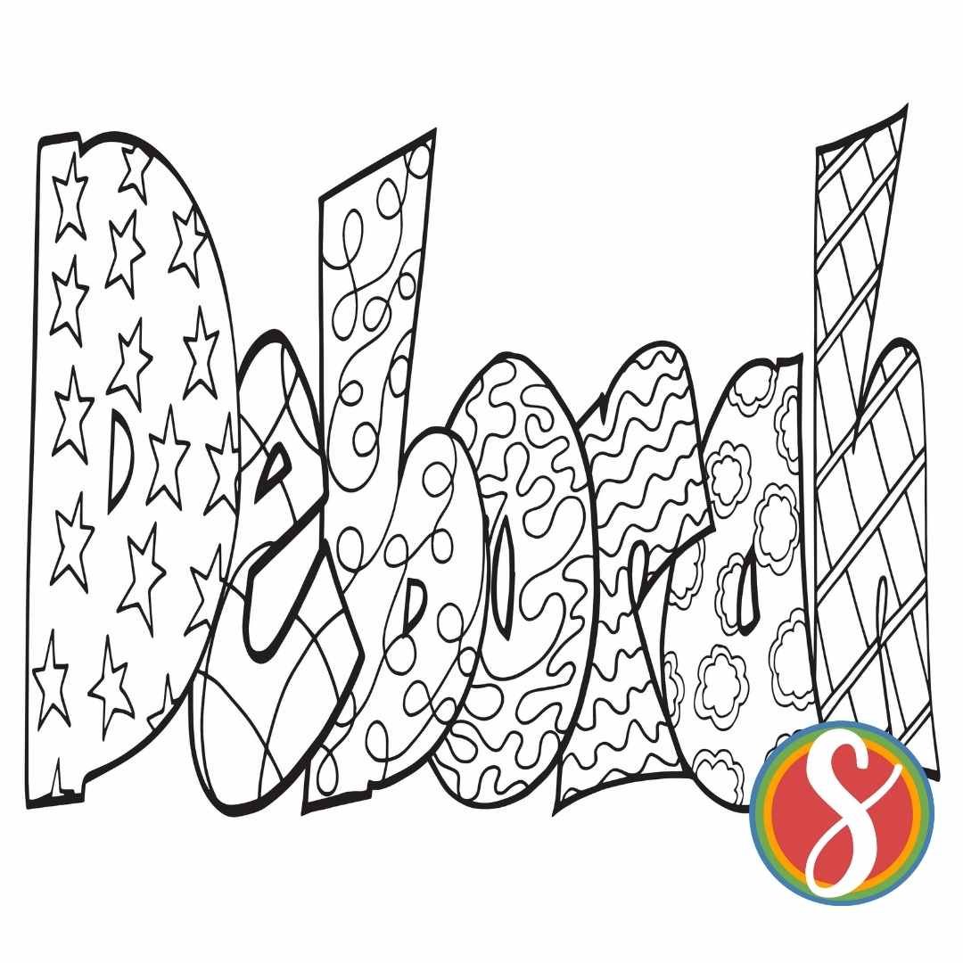 Free deborah name coloring page â stevie doodles