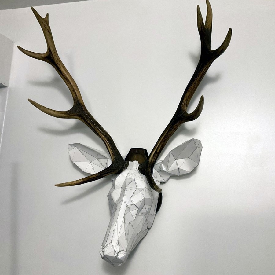 Deer trophy d papercraft template