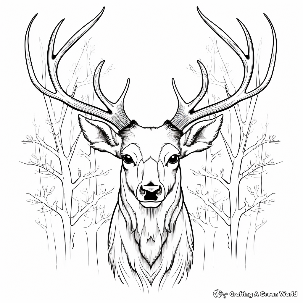 Deer head coloring pages