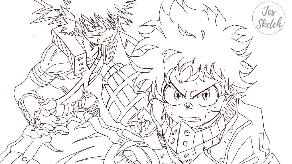 Bakugo and deku coloring page by jessketch on