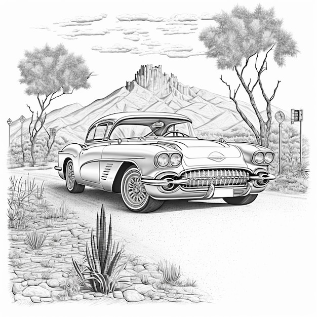 Car coloring pages adults pictures