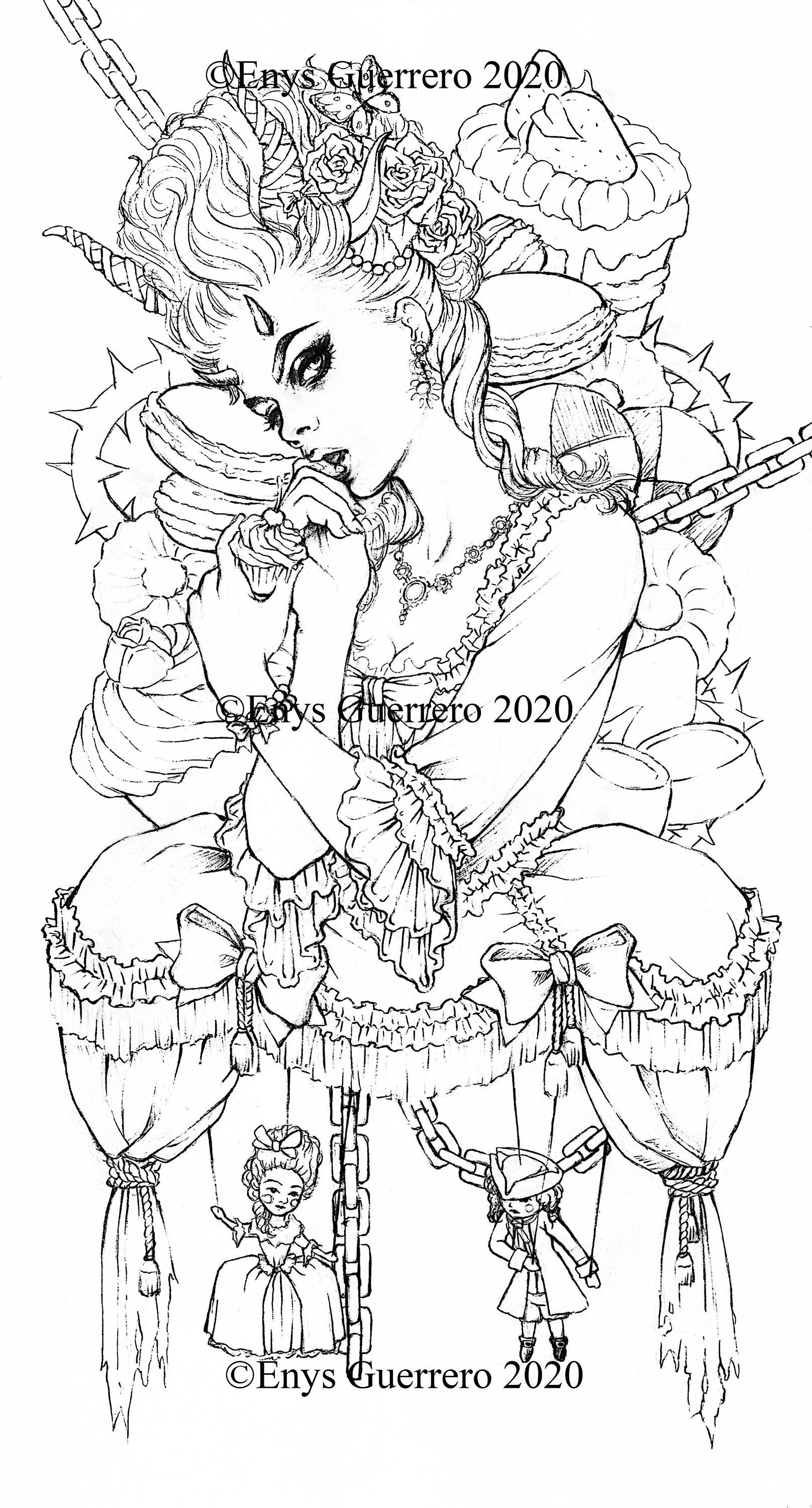 El diablo coloring page goth fantasy printable download jpg by enys guerrero