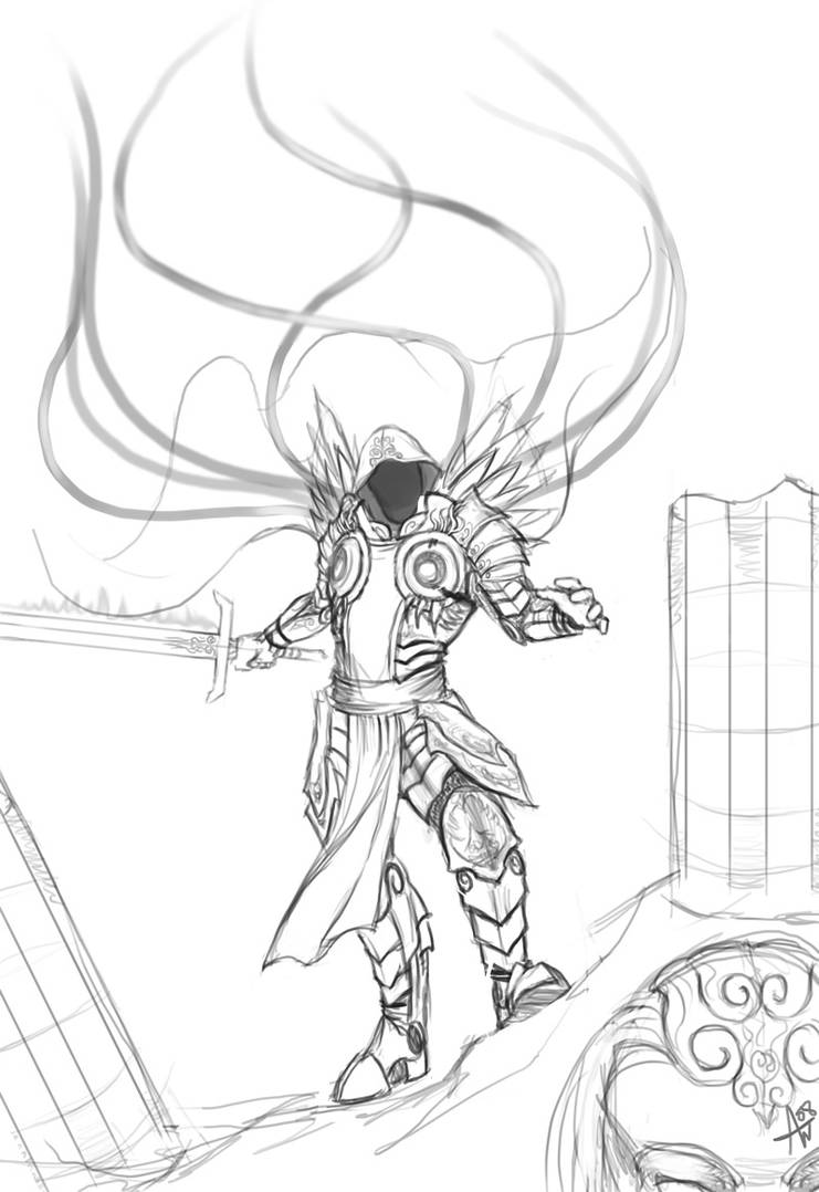 Diablo iii tyrael lineart by adrian