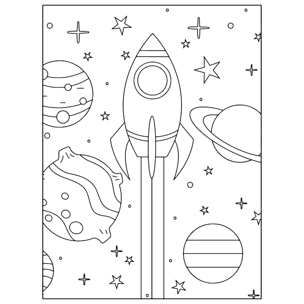 Premium vector space coloring pages for kids premium vector