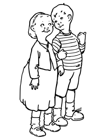 Dibujo de hermano y hermana antiguos para colorear dibujos para colorear imprimir gratis