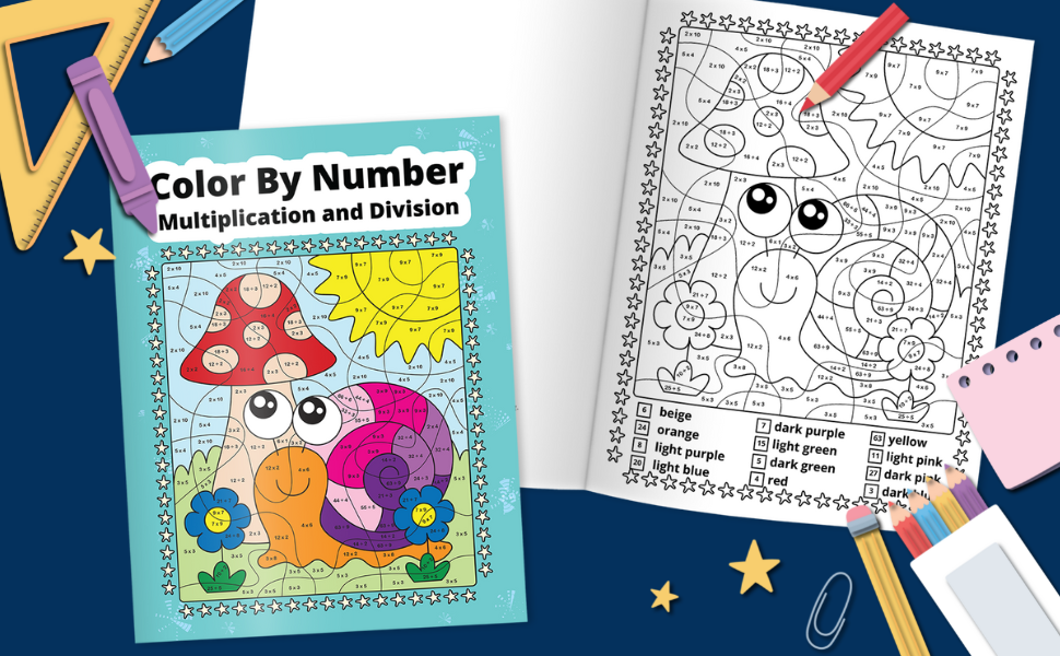 Color by number multiplication and division math coloring book for kids meducolara libros