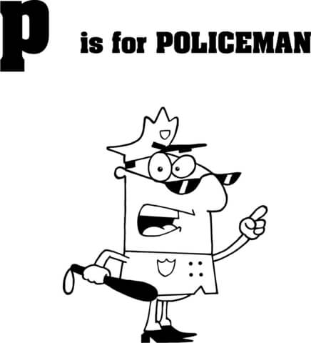 Letter p is for policeman coloring page free printable coloring pages
