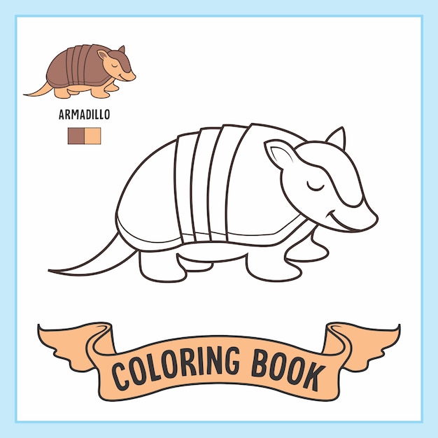 Premium vector armadillo animals coloring pages book