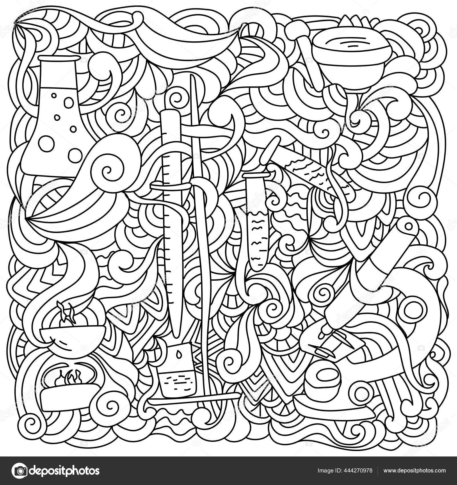 Dibujos para colorear ciencia antiestrãs garabatos rizos con ilustraciãn vectores vector de stock por sunnycoloring