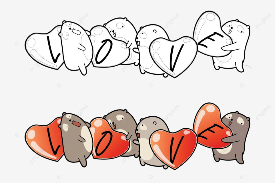 Pãgina para colorear de dibujos animados para niãos con osos sosteniendo corazon vector png vector ãºnico llevar png y vector para dcargar gratis