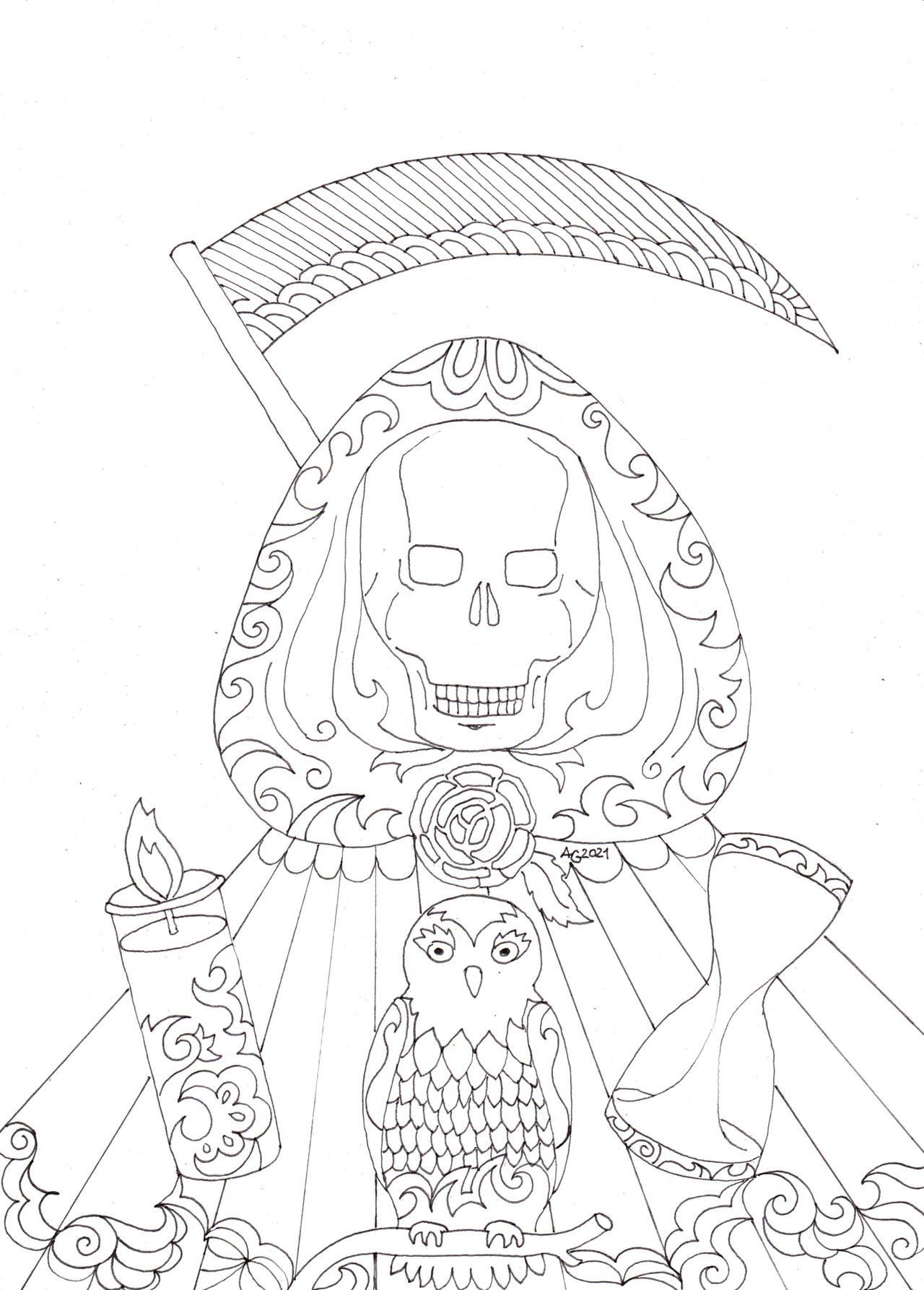 Santa muerte colouring sheet by andreacavorta on