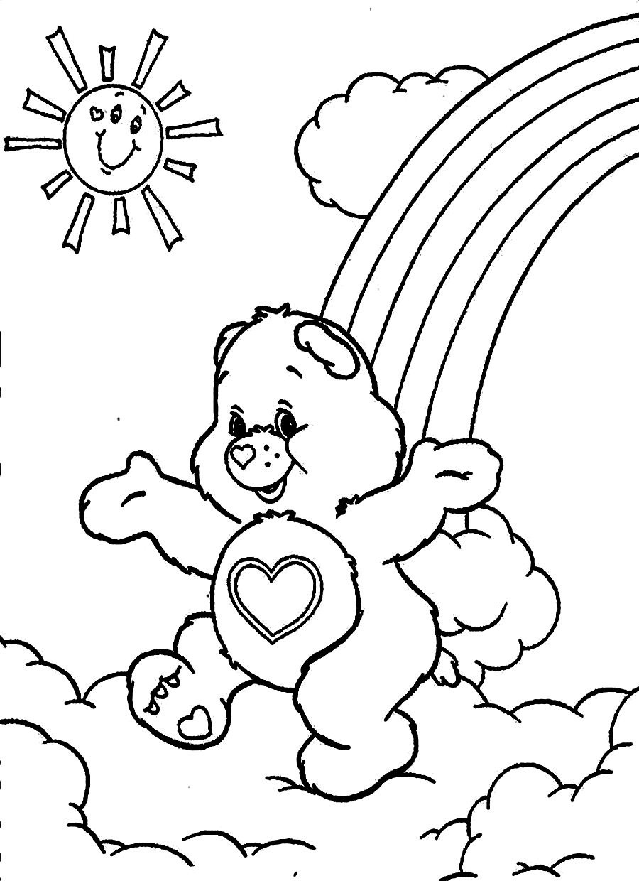 Care bear and rainbow para colorear imprimir e dibujar â