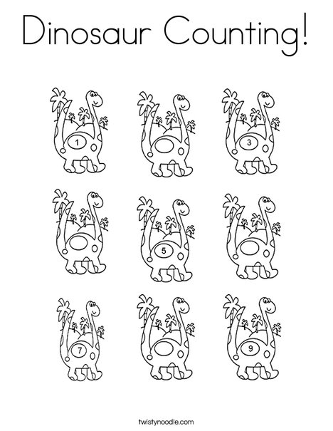Dinosaur counting coloring page
