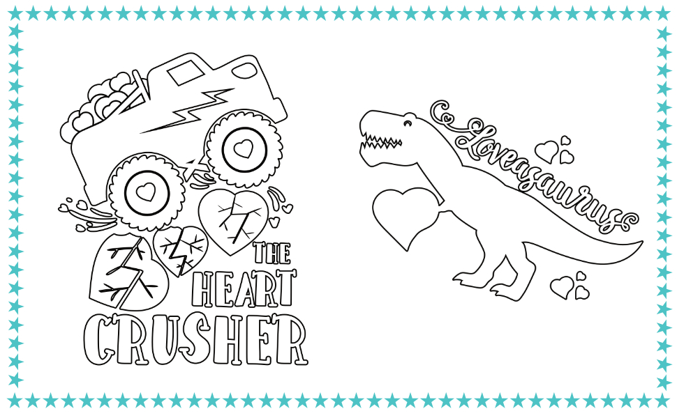 Valentines day coloring book for boys for kids boys and girls pages with train tractor digger truck cars robots dinosaurs hearts publishing small planet books