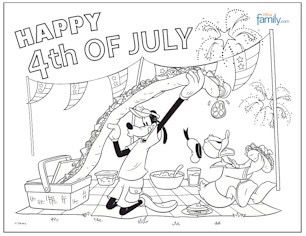 Mickey mouse happy of july disney family coloring pages