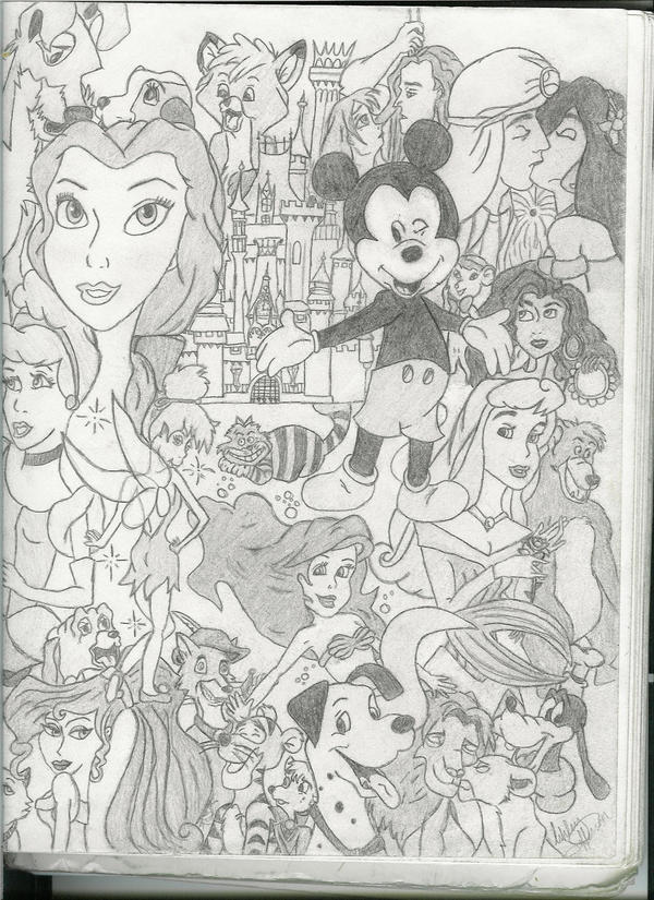 Black and white disney collage by lil