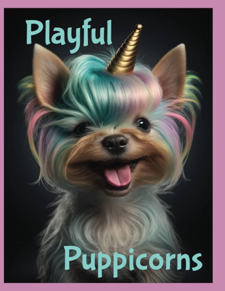 Playful puppicorns a unique coloring book of puppies with unicorn horns for children