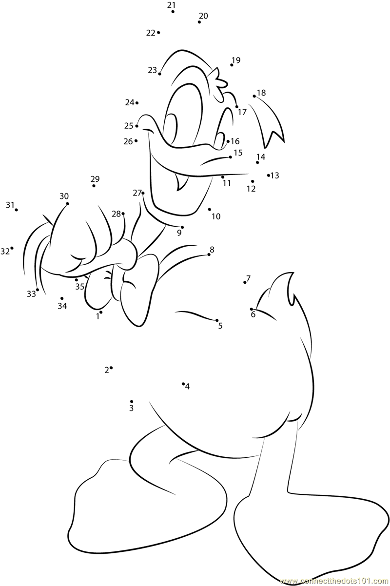 Donald duck by walt disney dot to dot printable worksheet