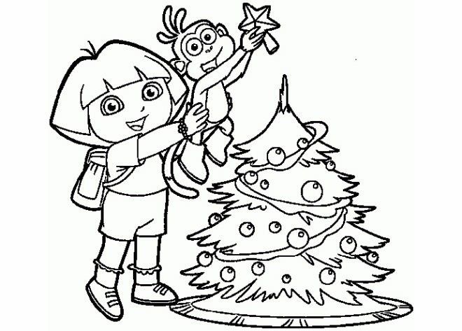 Dora christmas colorg pages