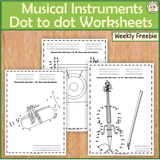 Musical instruments dot to dot worksheets weekly freebies