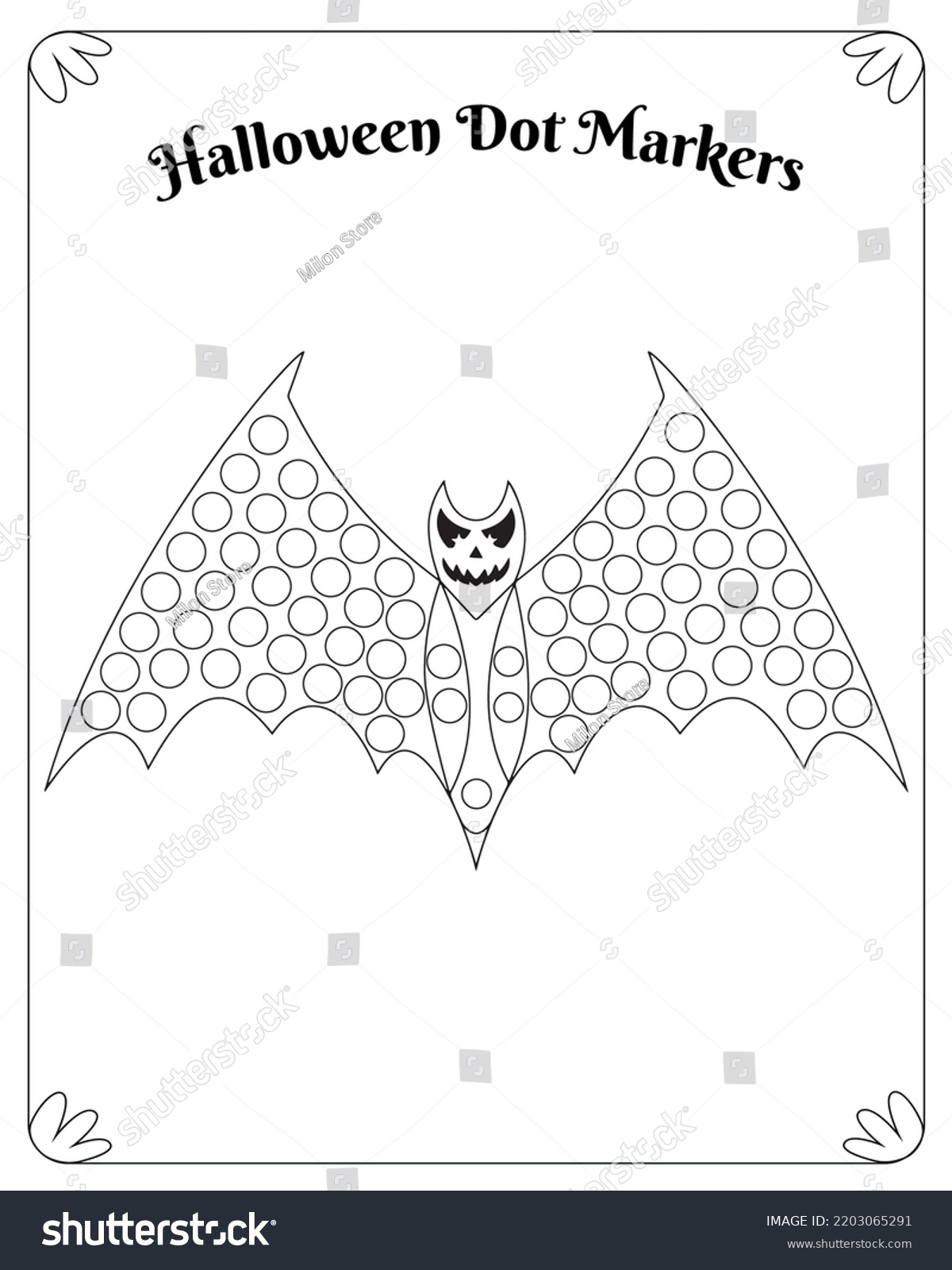 Dot marker hallloween coloring pages kids stock vector royalty free