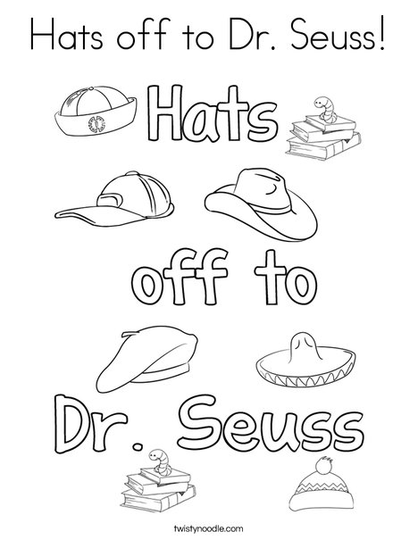Hats off to dr seuss coloring page