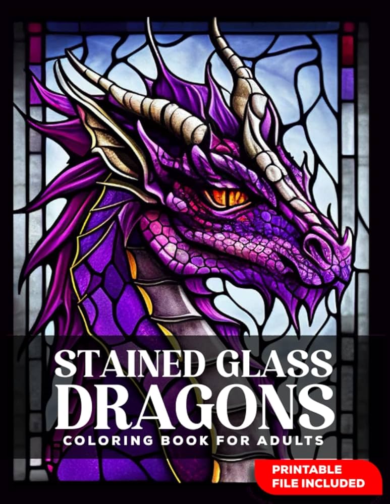 Stained glass dragons coloring book for adults stained glass dragons windows patterns adults coloring book for relaxation stress relief meditation presso mia books