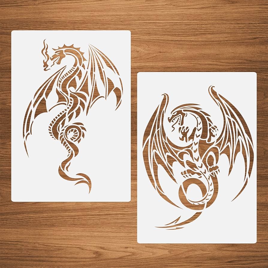 Medieval dragon stencils pcs dragon plastic stencils templates for painting on wood canvas wall x arts crafts sewing
