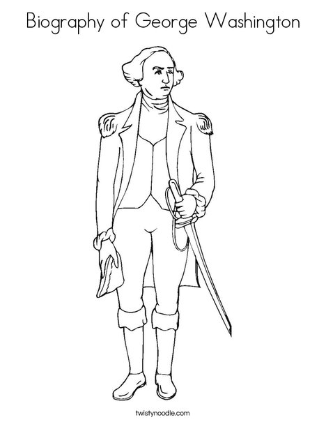 Biography of george washington coloring page