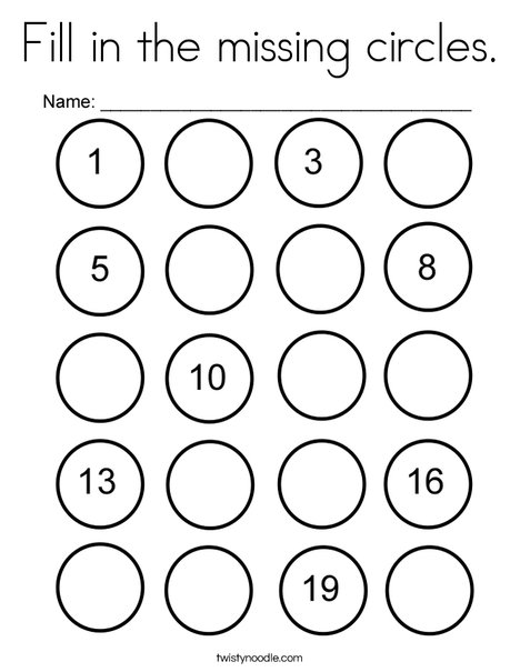 Fill in the missing circles coloring page