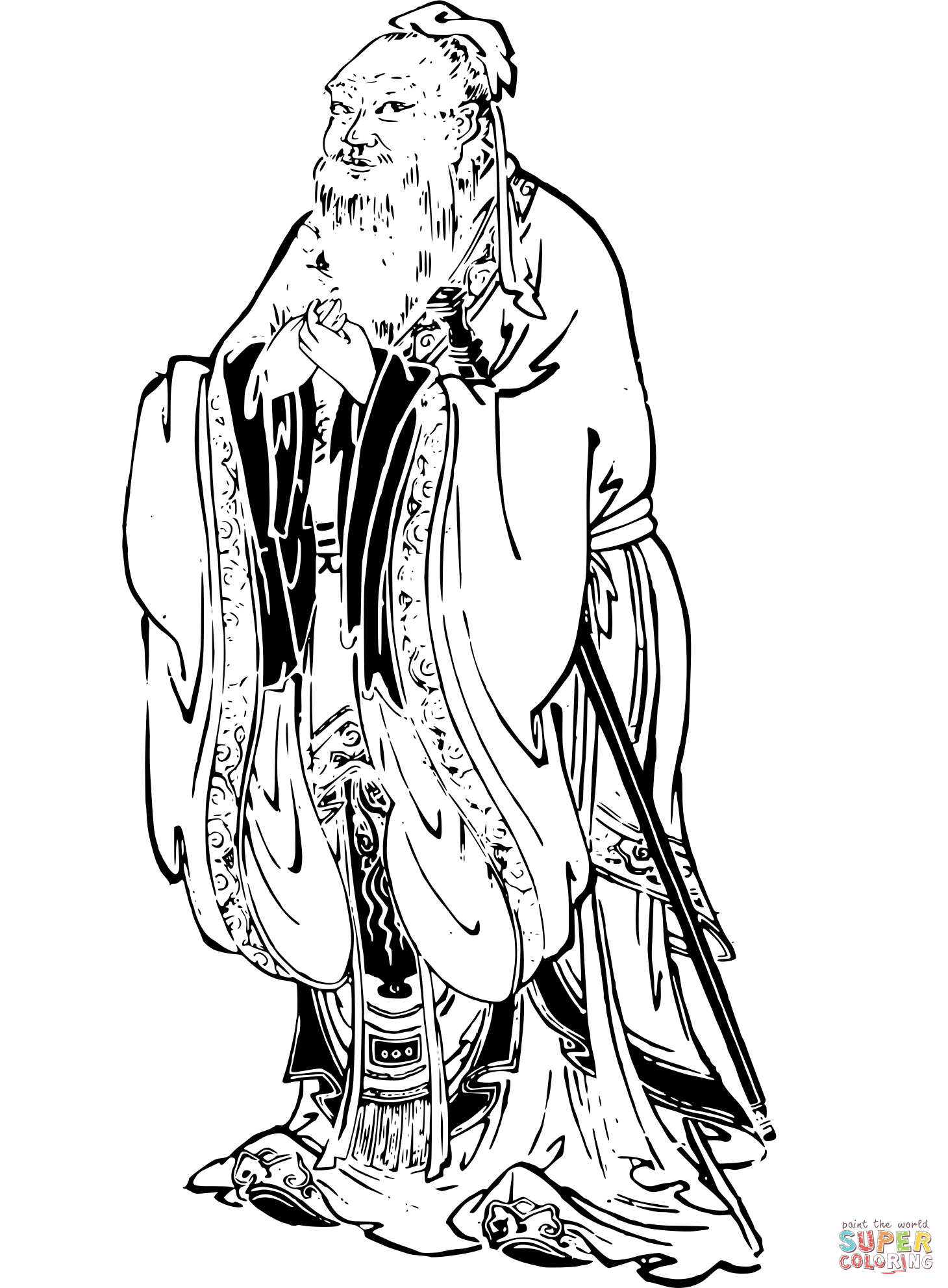 Vintage confucius coloring page free printable coloring pages
