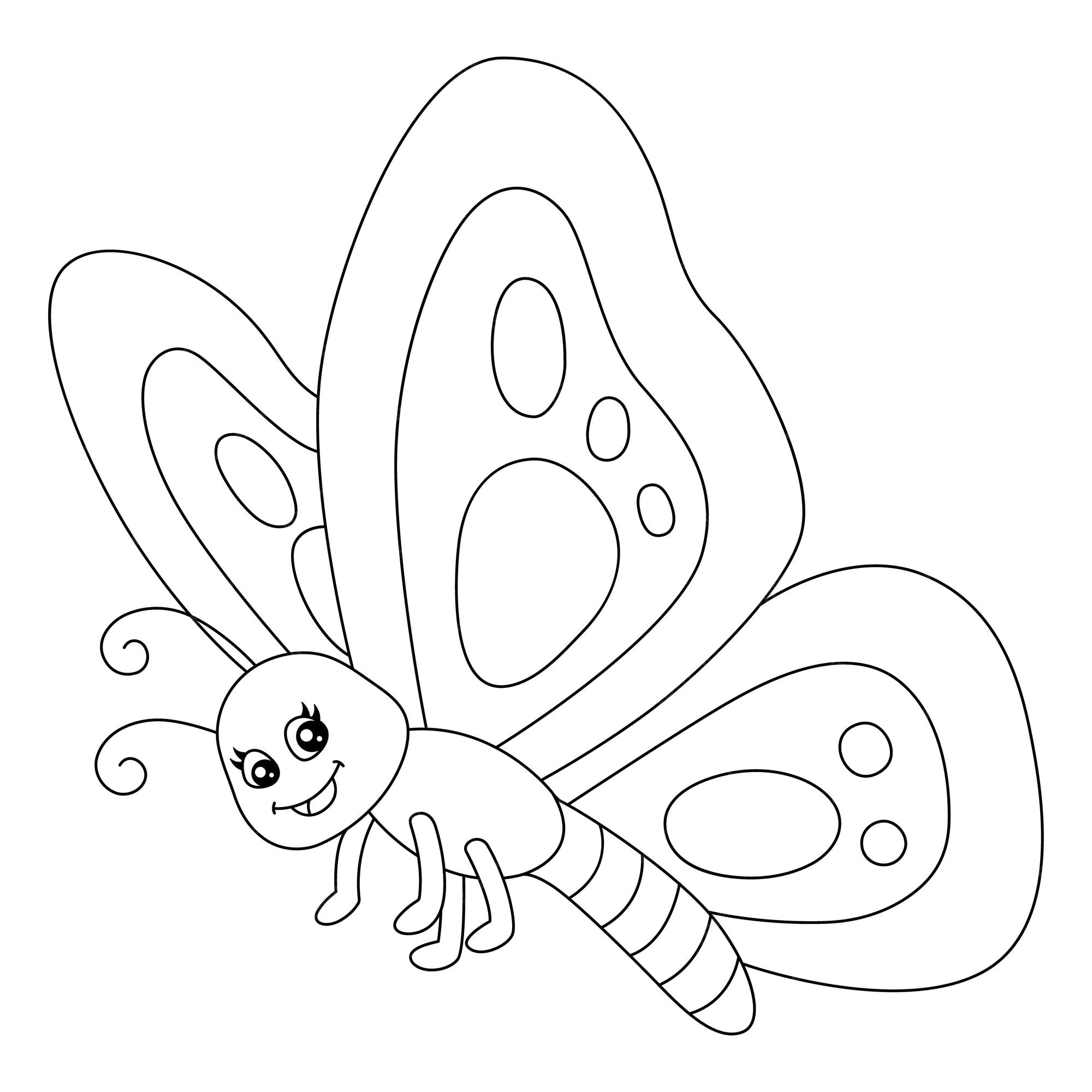 Premium vector a cute and funny coloring page of a butterfly provides hours of coloring fun for children to color this page is very easy suitable for little kids and toddlers