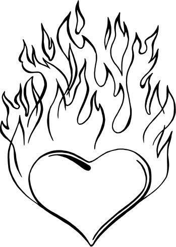 Flaming heart stock illustration
