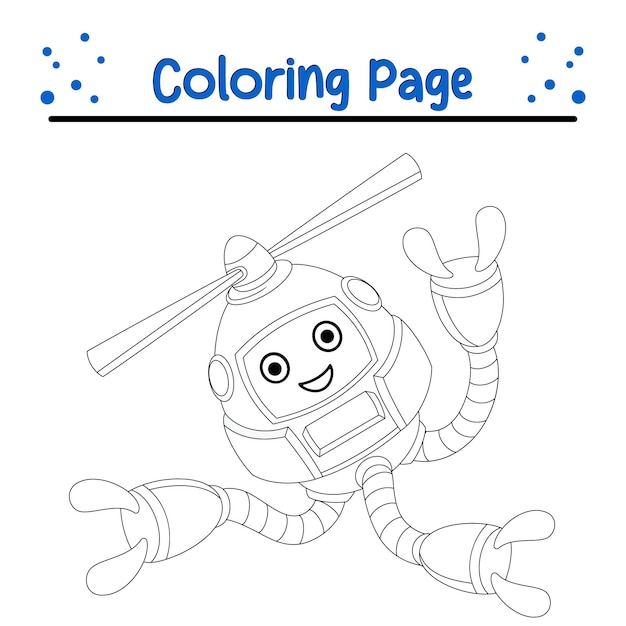 Premium vector cute robot drone coloring page