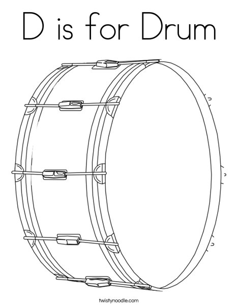 D is for drum coloring page