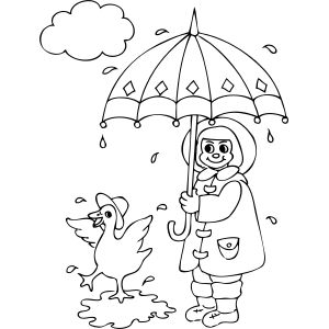 Duck and girl in rain girl in rain coloring pages color
